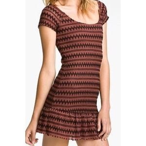 Free People Rust Zig Zag Knit Mini Dress